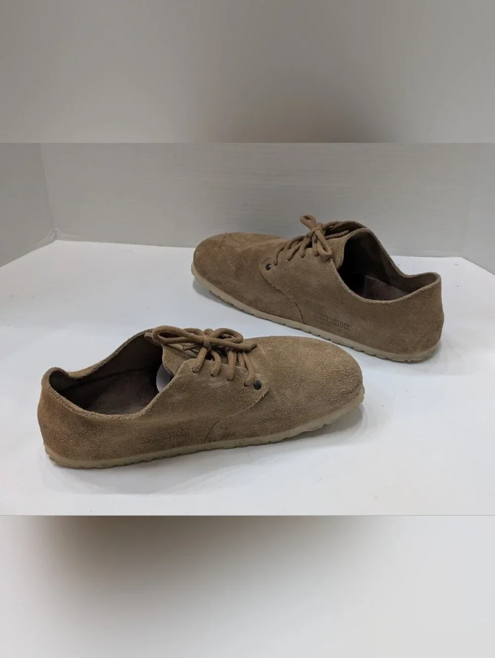 BIRKENSTOCK 41 Maine Suede Leather Oxfords Lace Up Shoes Women's 10, Men's 8 Tan
